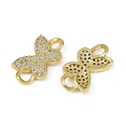 Brass Micro Pave Clear Cubic Zirconia Butterfly Links&nbsp;KK-I358-032G
