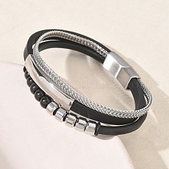 Microfiber Leather Cord Multi-strand Bracelets&nbsp;BJEW-C153-01F