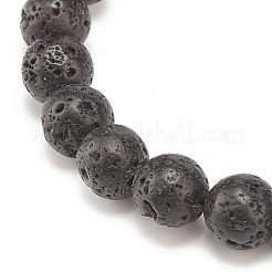 Natural Lava Rock & Synthetic Hematite Stretch Bracelet&nbsp;BJEW-JB08323-01