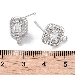 Brass Micro Pave Cubic Zirconia Stud Earring Findings&nbsp;KK-E107-21P