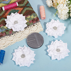 Flower Chiffon Fabric with Rhinestone Accessories&nbsp;FIND-WH0159-97