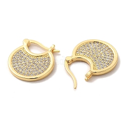 Clear Cubic Zirconia Flat Round Hoop Earrings&nbsp;EJEW-A095-02G