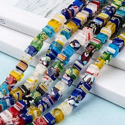 Cube Handmade Millefiori Glass Beads&nbsp;LK-R004-70