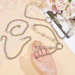 4Pcs 2 Styles 201 Stainless Steel Cuban Link Chains & Alloy Boot Strap Chains&nbsp;HJEW-GO00207