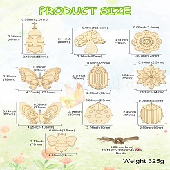 60Pcs 10 Style Spring theme Butterfly/Ladybird/Flower Unfinished Wood Pieces&nbsp;DIY-CJC0012-01