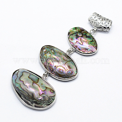 Brass Abalone Shell Oval Big Pendants&nbsp;SSHEL-F0006-05