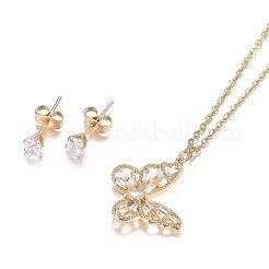 304 Stainless Steel Rhinestone Jewelry Sets&nbsp;LS-SJEW-H301-05G