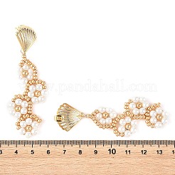 Flower Glass Seed Beaded Stud Dangle Earrings&nbsp;EJEW-MZ00774