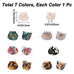 7Pcs 7 Colors Cartoon Mini Cat Cellulose Acetate(Resin) Claw Hair Clips&nbsp;OHAR-GF0001-21