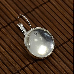 Clear Domed Glass Cabochon Cover and Brass Leverback Earring Settings for DIY&nbsp;DIY-X0160-S-RS