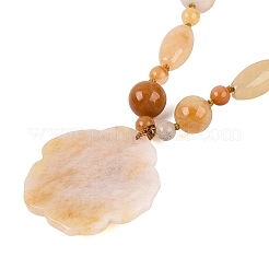Natural Topaz Jade Flower Pendant Necklaces&nbsp;NJEW-N064-08D