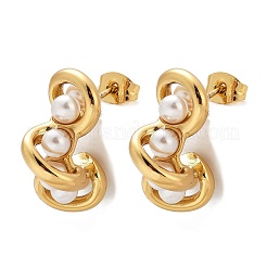 Nuggets 304 Stainless Steel Plastic Imitation Pearl Stud Earrings&nbsp;LS-EJEW-M105-10G