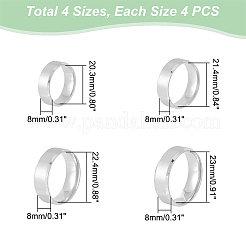 16Pcs 4 Size 201 Stainless Steel Plain Band Rings for Men Women&nbsp;RJEW-UN0002-45