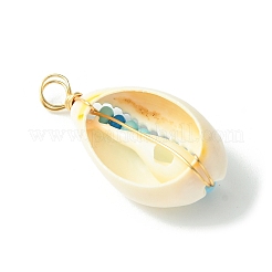 30Pcs Natural Cowrie Shell Pendants&nbsp;SHEL-SC0001-43