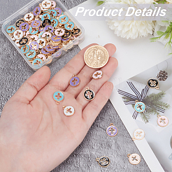 100Pcs 5 Colors Light Gold Plated Alloy Enamel Pendants&nbsp;ENAM-AR0001-73