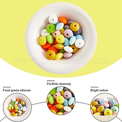 100Pcs 12MM Silicone Abacus Beads Silicone Beads Bulk Colorful Spacer Beads Silicone Bead Kit for Keychains Bracelets Necklaces DIY Crafts Making&nbsp;JX320A
