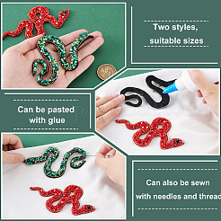 2Pcs 2 Styles Snake Polyester Embroidered Cloth Patch&nbsp;PATC-GA0001-87