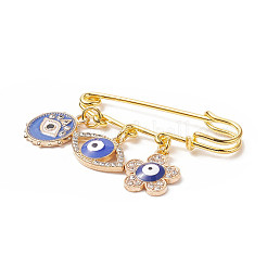 3Pcs 3 Style Iron Evil Eye Safety Pin Brooches&nbsp;JEWB-BR00085