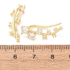 Brass Pave Cubic Zirconia Stud Crawler Earrings&nbsp;KK-CBAA351-05G