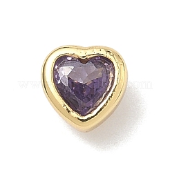 Heart Brass Micro Pave Cubic Zirconia Cabochons&nbsp;KK-P345-13G-D