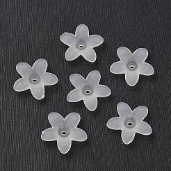 Transparent Frosted Acrylic Flower Beads&nbsp;X-PAB1936Y-10