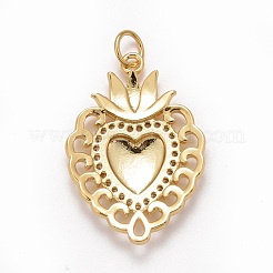 Rack Plating Brass Micro Pave Clear Cubic Zirconia Pendants&nbsp;KK-M229-09G