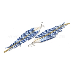 Bohemia Woven Glass Seed Bead Dangle Earrings&nbsp;EJEW-A046-04D