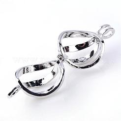 Rack Plating Brass Cage Pendants&nbsp;KK-S751-064P