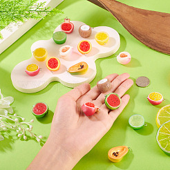 18Pcs 9 Styles 3D Fruit Theme Opaque Resin Pendants&nbsp;RESI-TA0005-18