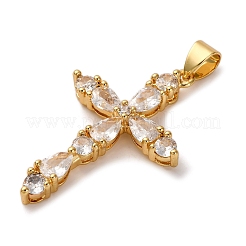 Brass Micro Pave Clear Cubic Zirconia Pendants&nbsp;ZIRC-M117-37G