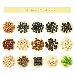 15 Styles Natural Wood Beads&nbsp;WOOD-FS0001-34