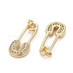 Brass Micro Pave Clear Cubic Zirconia Pendants&nbsp;ZIRC-Z010-15G