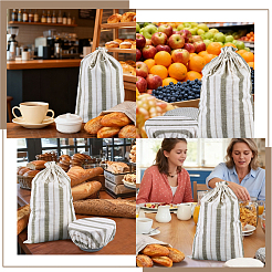 1Pc Rectangle Striped Linen Cloth Homemade Bread Drawstring Bags with 1Pc Bowl Cover&nbsp;ABAG-CP0001-25