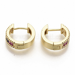 Brass Micro Pave Colorful Cubic Zirconia Hoop Earrings&nbsp;EJEW-S208-063