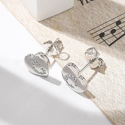 Rack Plating Brass Micro Pave Clear Cubic Zirconia Stud Earrings&nbsp;EJEW-K299-01P-C