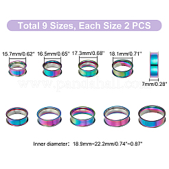 18Pcs 9 Size 201 Stainless Steel Grooved Finger Ring Settings&nbsp;STAS-UN0049-69MC