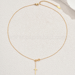 Stylish 201 Stainless Steel Infinity Cross Pendant Necklaces for Women's Daily Wear and Parties&nbsp;YZ7954