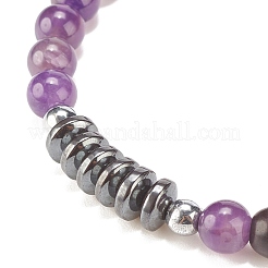 Natural Gemstone & Synthetic Hematite Braided Bead Bracelet for Women&nbsp;BJEW-JB08181