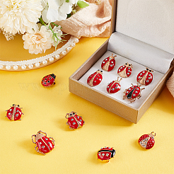 12Pcs 12 Style Coccinella Septempunctata Enamel Pins with Rhinestone&nbsp;JEWB-WH0023-46G