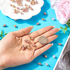 70Pcs 7 Colors Glass Pearl Round Connector Charms&nbsp;PALLOY-TA00264