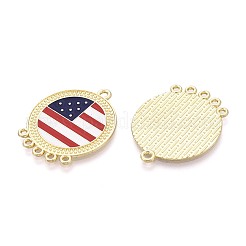 Independence Day Alloy Enamel Flat Round Chandelier Component Links&nbsp;ENAM-T021-74A-G