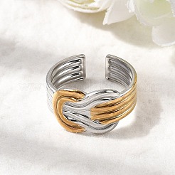 Adjustable 304 Stainless Steel Cuff Rings for Women&nbsp;RJEW-B150-01GP-02
