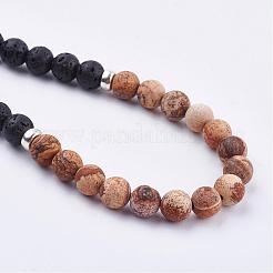 Frosted Natural Gemstone Beaded Necklaces&nbsp;NJEW-JN01939