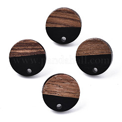 Resin & Walnut Wood Stud Earring Findings&nbsp;MAK-N032-008A