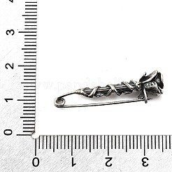 925 Sterling Silver Rose with Rattan Safety Pins&nbsp;JEWB-Q050-02AS