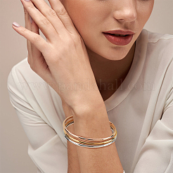 7Pcs 3 Color 304 Stainless Steel Thin Wrap Bangles Set for Women&nbsp;BJEW-BC0001-17