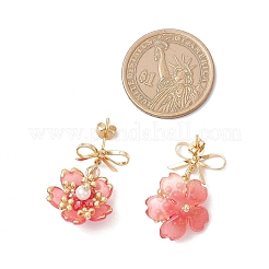 Flower Handmade Glass Seed Beads Dangle Stud Earrings&nbsp;EJEW-MZ00471-04