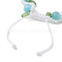 3Pcs Flower Handmade Porcelain and Cat Eye and Acrylic Beads Braided Bead Bracelets&nbsp;BJEW-TA00700