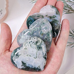 Natural Moss Agate Healing Heart Figurines&nbsp;PW-WG85358-01