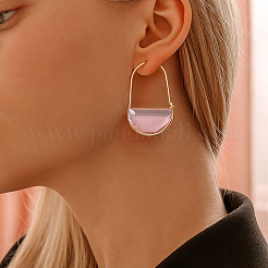 2 Pairs 2 Colors Brass Glass Hoop Earrings&nbsp;EJEW-GO0003-30A